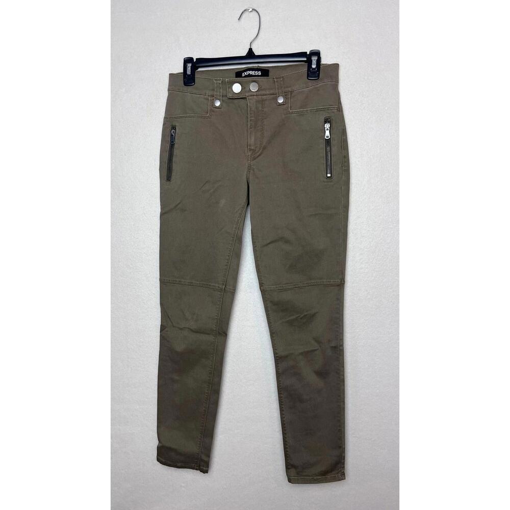Express Women's Ankle Leggings Mid Rise Size 4R Gray Moto Zipper